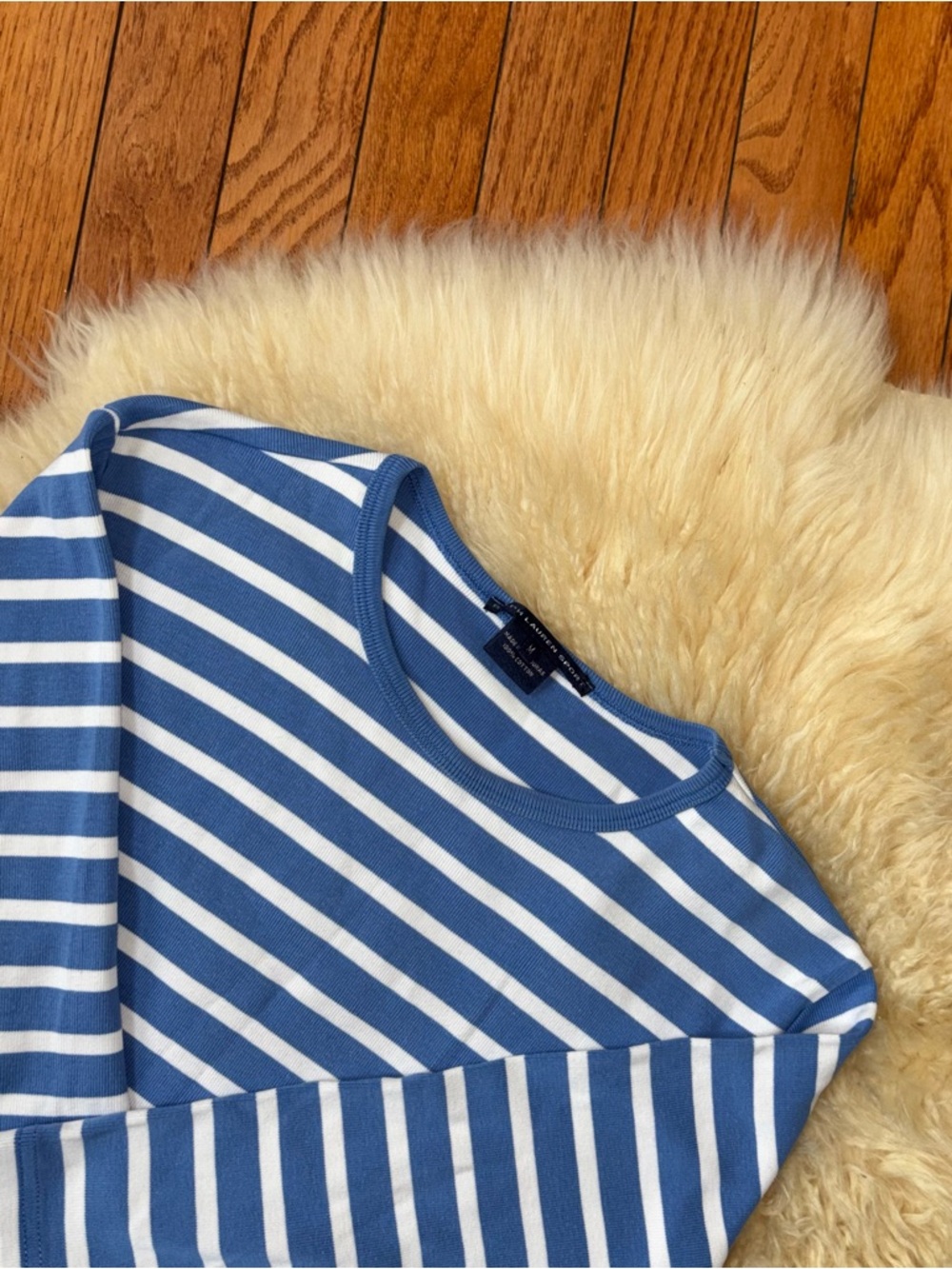 Ralph Lauren Light Blue and White Striped  Long Sleeve